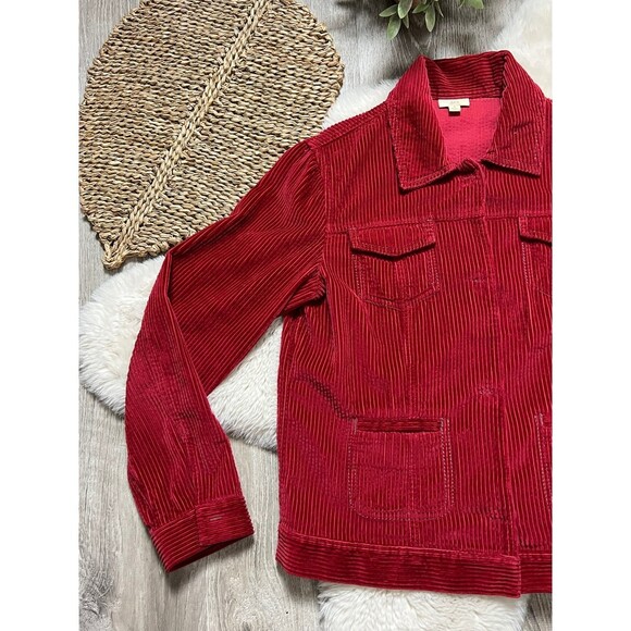J. Jill Corduroy Red Button Front Jacket Sz S - Picture 2 of 9